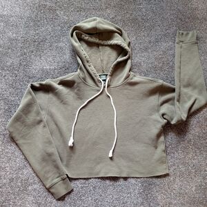 wild fable Olive Cropped Drawstring Hoodie